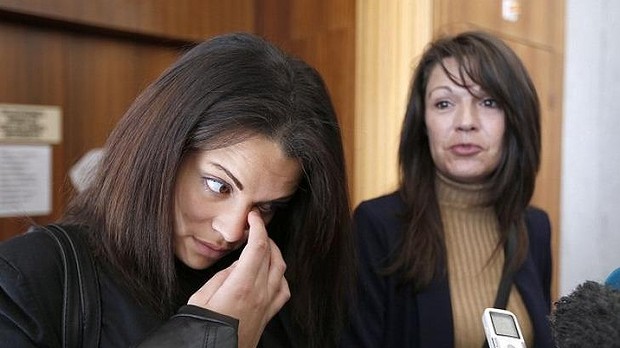 Sophie (right) and Manon Serrano leave court in Grasse, France essentialkids.com.au
