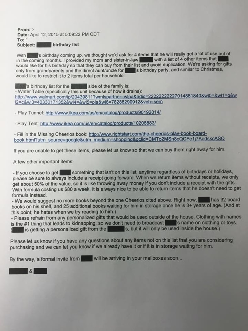 Most demanding 1st birthday invite ever - Imgur