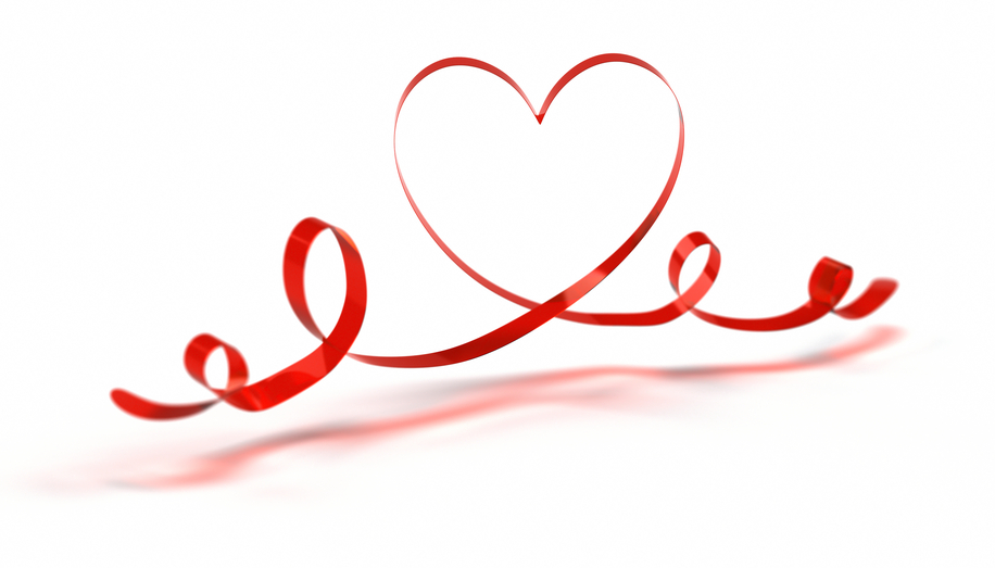 Heart Shape made with semi-transpared ribbon.