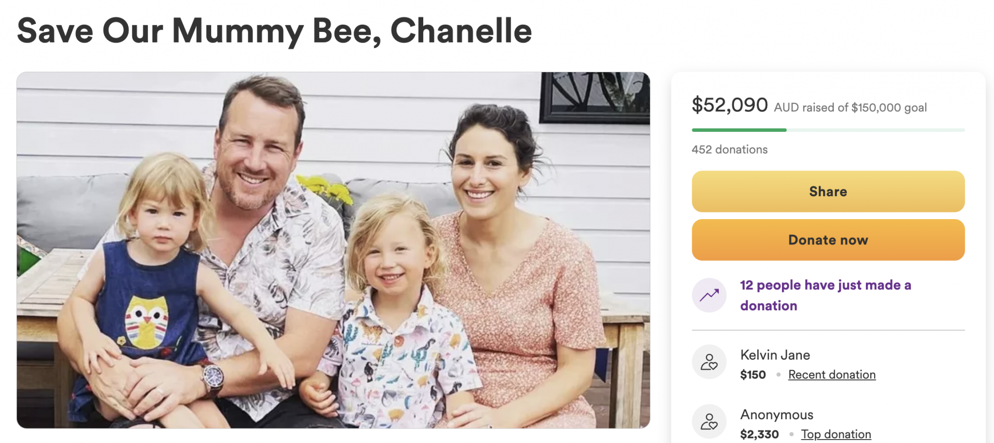 GoFundMe page set up for Chanelle
